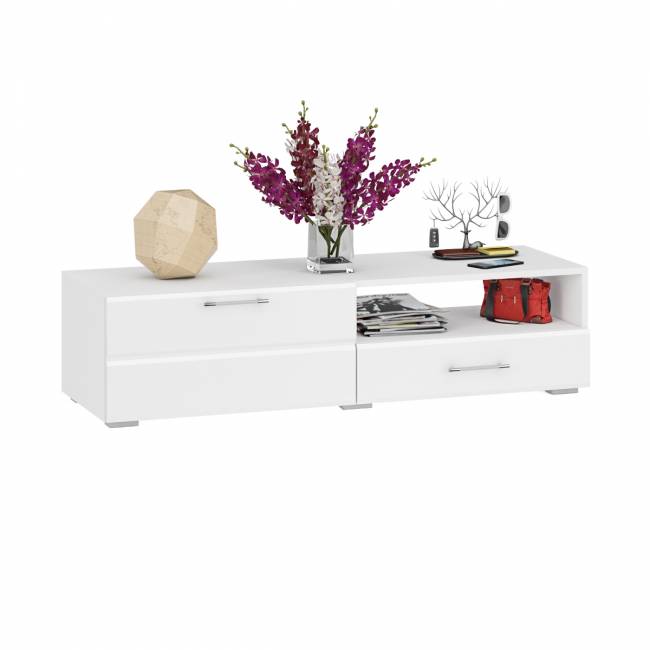 Тумба под ТВ Ларго 1,4 цвет белый/белый глянец