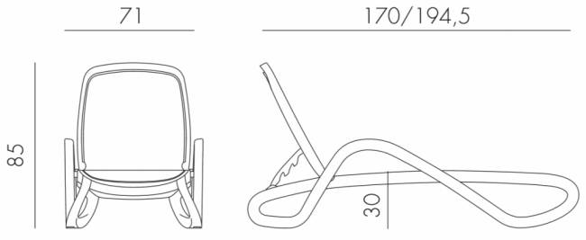 Шезлонг-лежак пластиковый Alfa тортора 1700-1945х710х850 мм Шезлонг-лежак пластиковый Alfa тортора 1700-1945х710х850 мм