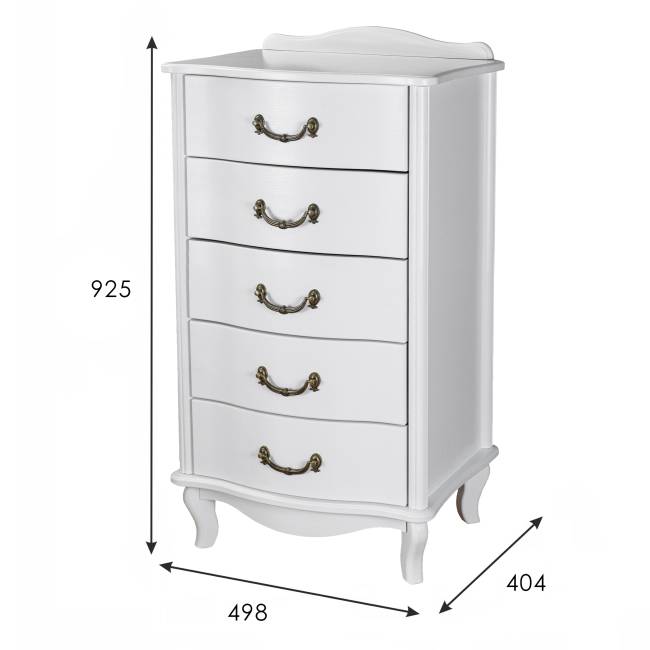Комод Джульетта узкий 5 ящ., молочный дуб Л