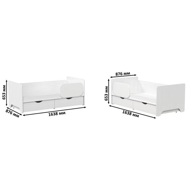 Две детских кровати с ящиками для двоих детей Уна цвет белый