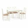 Обеденный комплект Хадсон (стол + 4 стула)/ Hudson Dining Set дерево гевея/мдф, стол: 110х70х75см / стул: 44х42х89см, ivory white (слоновая кость), ткань кор.-зол