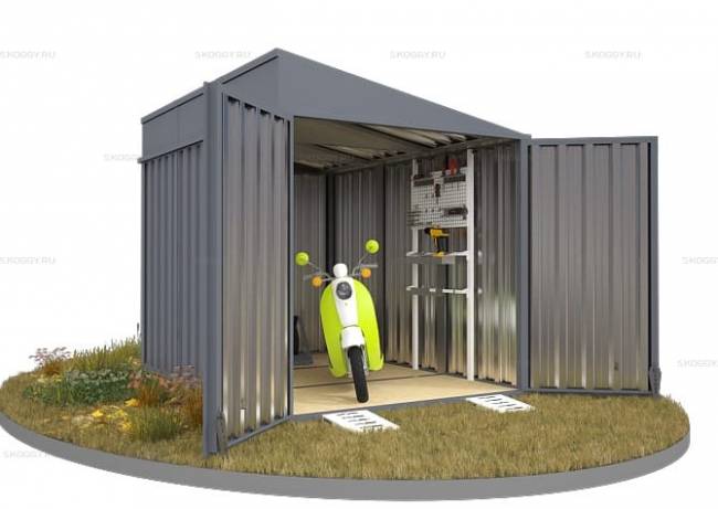 Хозблок SKOGGY секционный с односкатной крышей 3 х 2 м, брутальный серый Хозблок SKOGGY секционный с односкатной крышей 3 х 2 м, брутальный серый