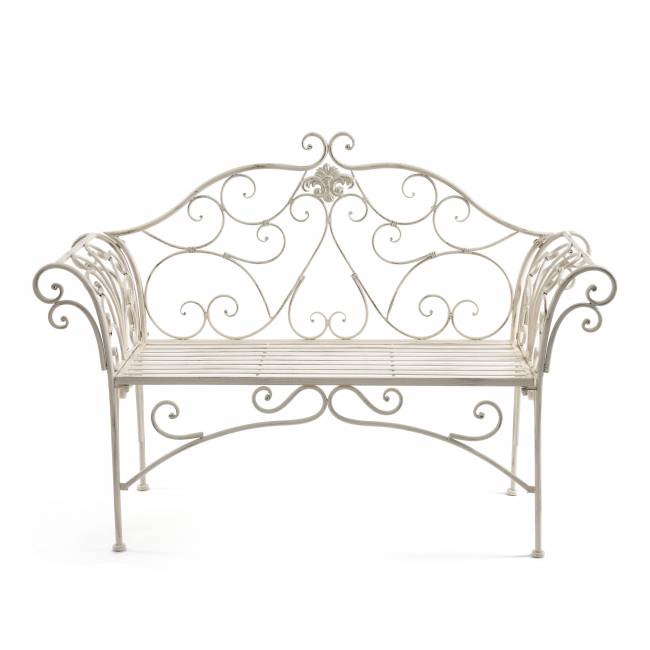 Скамья Secret de Maison BEAUJOLAIS (mod. PL08-8574) металл, 136х46х96см, белый антик (antique white) белый металл