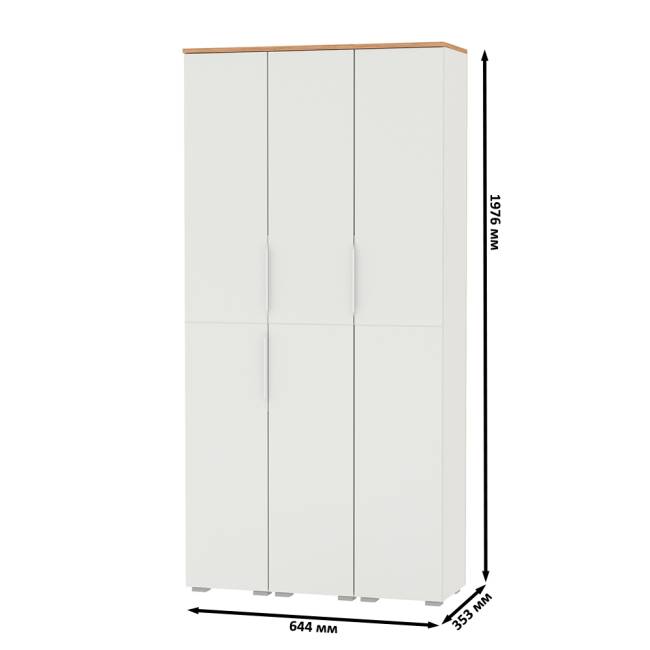 Набор из трёх шкаф-пеналов Октава цвет белый шагрень/дуб крафт золотой