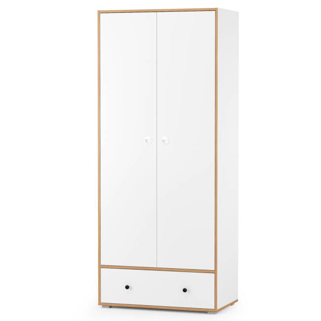 Мебельная стенка в молодёжную комнату Вуди № 23 цвет белый премиум/дуб крафт золотой