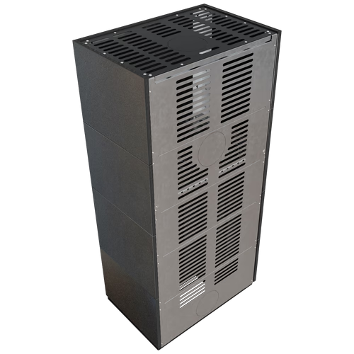 Каминокомплект FLOKI в облицовке INDIAN BLACK, угловое стекло слева