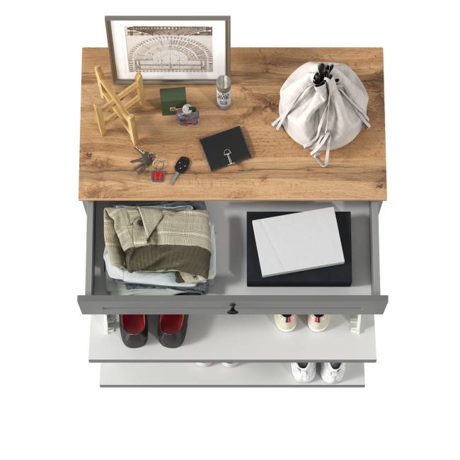 Тумба для обуви Остин 16.121 цвет серый графит/дуб крафт золотой