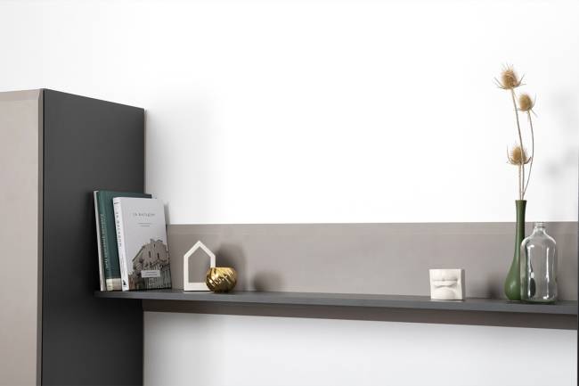 Два пенала Сидней с выдвижными ящиками и тумба для телевизора с двумя полочками цвет антрацит/МДФ веллюто капучино