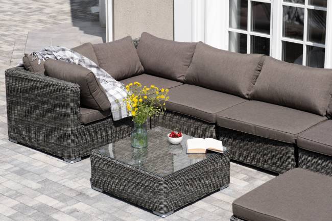 "Лунго" трансформирующаяся лаунж-зона из искусственного ротанга, цвет графит