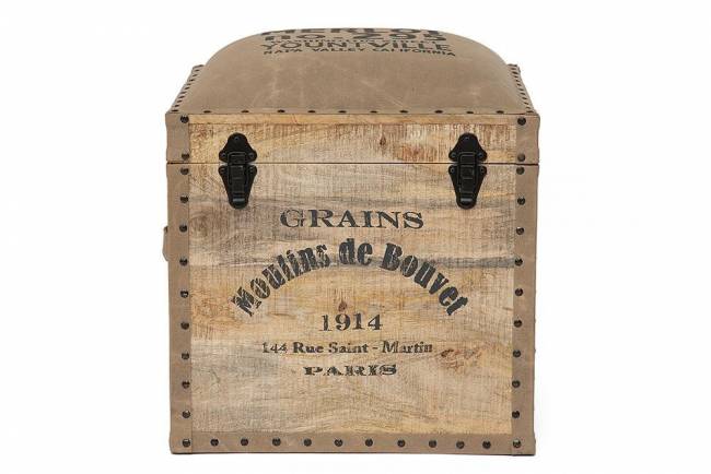 Пуф - сундук Secret De Maison PERRET (mod. M-540 ) дерево манго/ткань хлопок, 45*45*50, натуральный, ткань: винтаж натуральный дерево манго/ткань хлопок