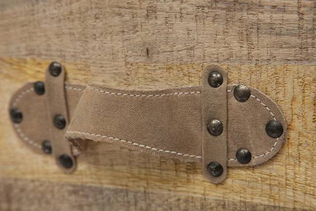 Пуф - сундук Secret De Maison PERRET (mod. M-540 ) дерево манго/ткань хлопок, 45*45*50, натуральный, ткань: винтаж натуральный дерево манго/ткань хлопок