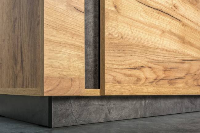 Стенка в гостиную Арчи № 4 цвет дуб крафт золотой/камень тёмный