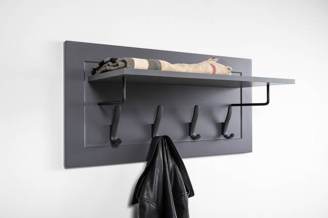 Комод четыре ящика и две дверки и вешалка для одежды Остин цвет серый графит/дуб крафт золотой