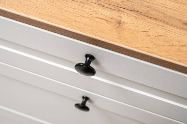 Комод с обувницей и тумбой Остин цвет белый шагрень/дуб крафт золотой