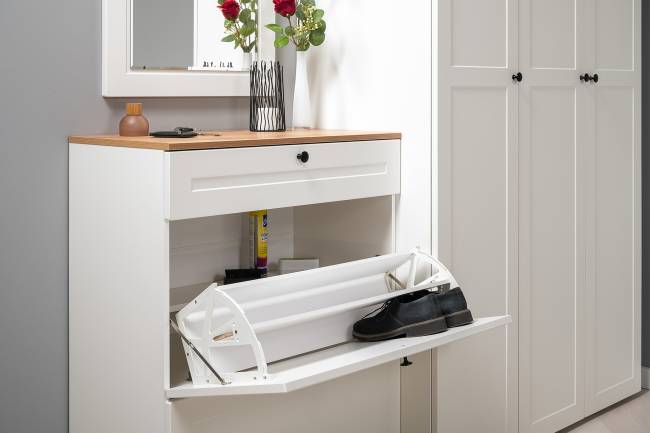 Две обувницы и комод Остин цвет белый шагрень/дуб крафт золотой Две обувницы и комод Остин цвет белый шагрень/дуб крафт золотой