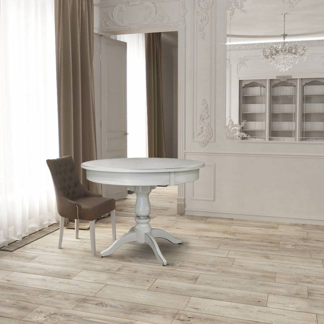 Стол обеденный Моро 04 раздвижной белый/серебро 100/140*100 Стол обеденный Моро 04 раздвижной белый/серебро 100/140*100