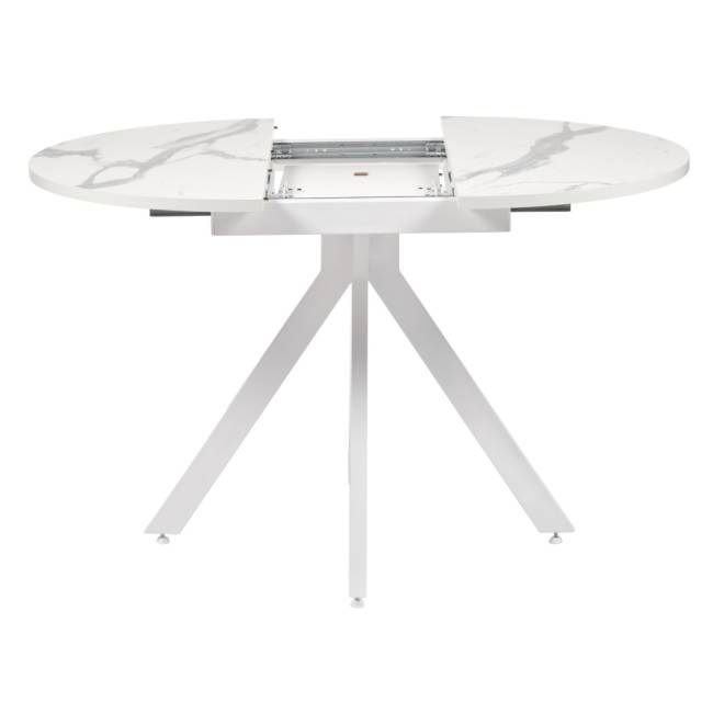Стол Rudolf круглый раскладной 90-120x90x75см, белый мрамор, белый Стол Rudolf круглый раскладной 90-120x90x75см, белый мрамор, белый