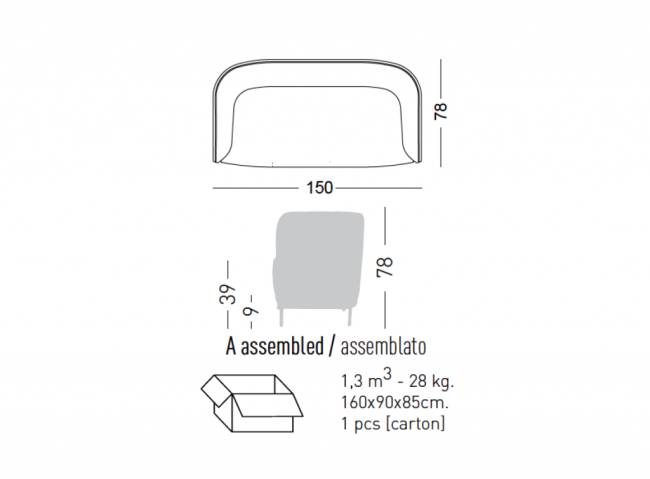 Диван мягкий Place 1550х770х770 мм