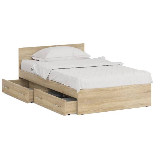 Кровать с ящиками Стандарт 1200 цвет дуб сонома