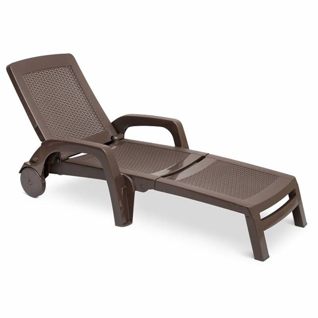Шезлонг B:rattan MIAMI складной, коричневый