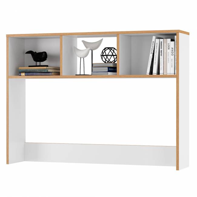 Письменный стол с надстройкой Вуди цвет белый премиум/дуб крафт золотой