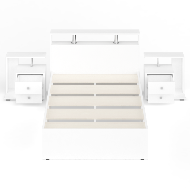 Кровать 1200 Камелия + две тумбы цвет белый