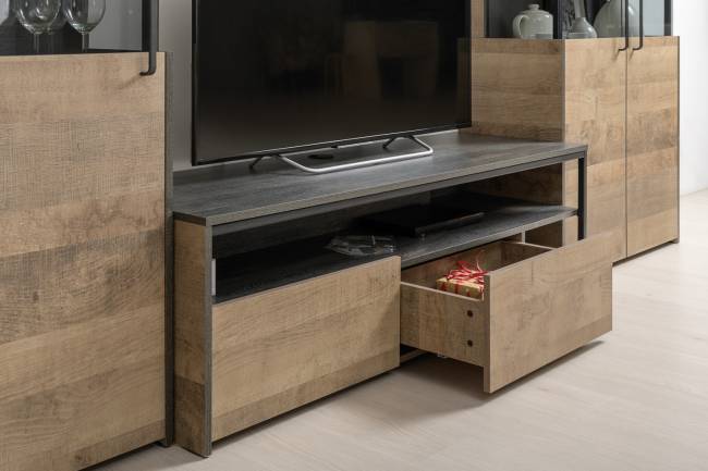 Мебель лофт с подсветкой для гостиной Трувор № 67 цвет дуб гранж песочный/интра Мебель лофт с подсветкой для гостиной Трувор № 67 цвет дуб гранж песочный/интра