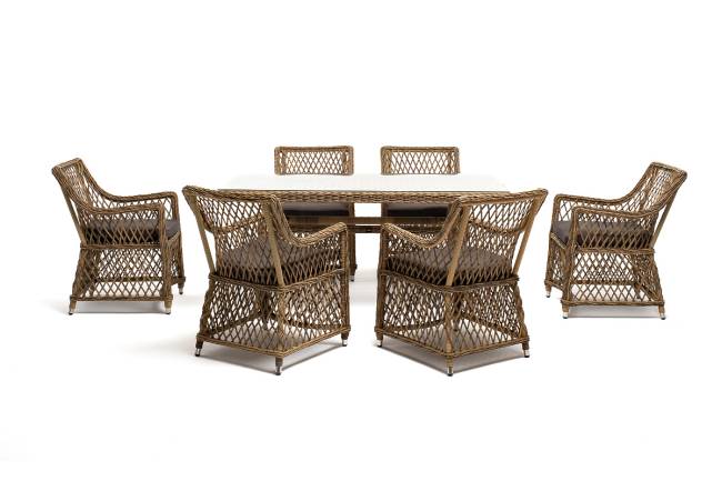 "Латте" обеденная группа плетеная, цвет соломенный