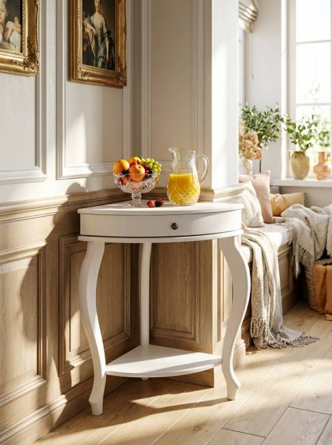 Консоль угловая Элегант молочный дуб Л