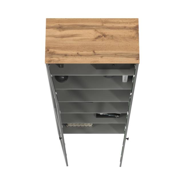 Шкаф-витрина 2-х дверный Остин 16.394.02 цвет серый графит/дуб крафт золотой