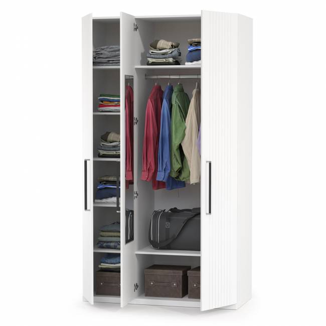 Шкаф комбинированный 3-х дверный Валенсия 13.12 цвет белый шагрень есть зеркало внутри Шкаф комбинированный 3-х дверный Валенсия 13.12 цвет белый шагрень есть зеркало внутри