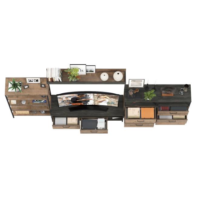 Индустриальная стенка для гостиной Трувор № 97 цвет дуб гранж песочный/интра Индустриальная стенка для гостиной Трувор № 97 цвет дуб гранж песочный/интра