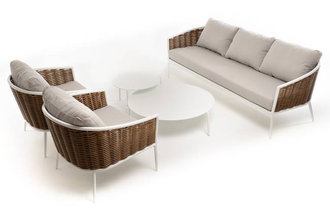 "Тоскана" лаунж-зона из искусственного ротанга, цвет соломенный