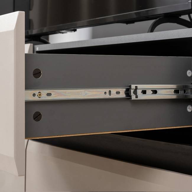 Две тумбы для телевизора с двумя верхними полочками и шкаф с дверками Сидней цвет антрацит/МДФ веллюто капучино