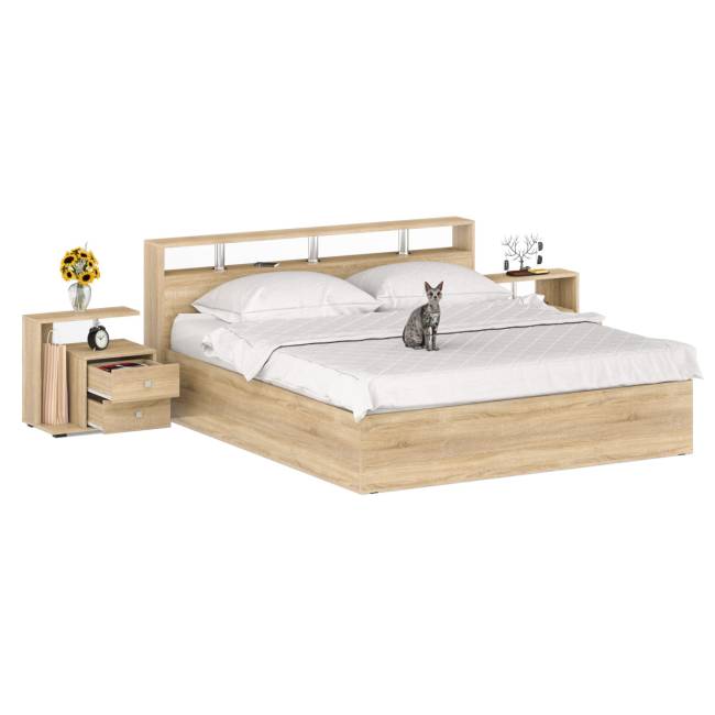 Кровать 1800 Камелия + две тумбы цвет дуб сонома Кровать 1800 Камелия + две тумбы цвет дуб сонома