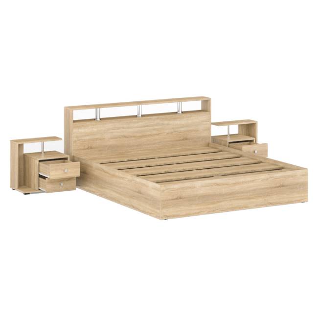 Кровать 1800 Камелия + две тумбы цвет дуб сонома Кровать 1800 Камелия + две тумбы цвет дуб сонома