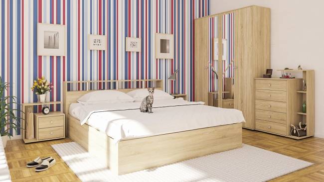 Кровать 1800 Камелия + две тумбы цвет дуб сонома Кровать 1800 Камелия + две тумбы цвет дуб сонома