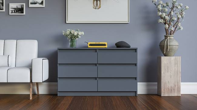 Широкий комод шесть ящиков Мори МК1200.6 цвет графит