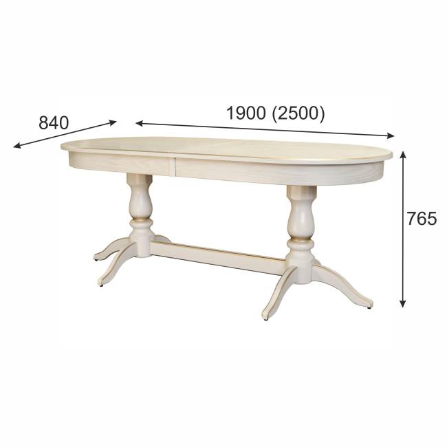 Стол обеденный Тарун 5 раздвижной слоновая кость/золото 190/250*84