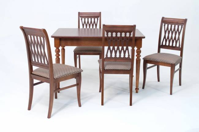 Обеденная группа Вивальди 120 со стульями Рич/ ромб коричневый, Орех