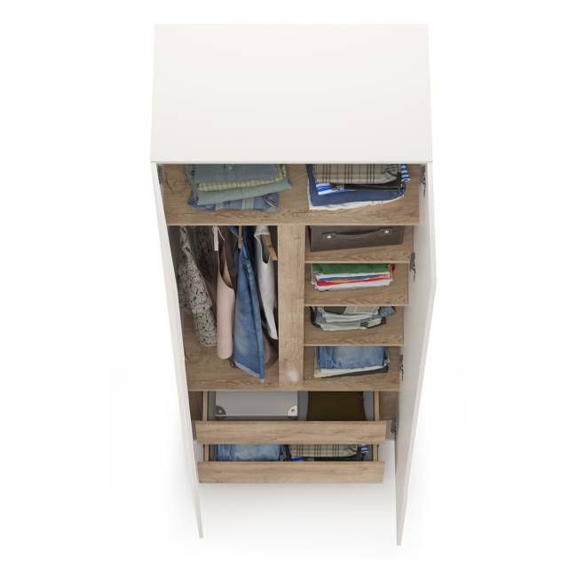 Шкаф двухстворчатый Муссон 13.198 цвет белый/дуб эндгрейн элегантный