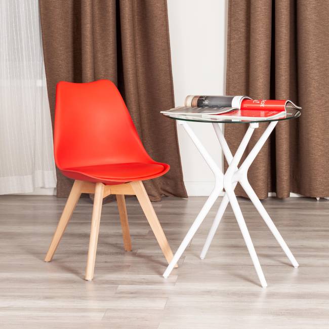 Стул TULIP (mod. 73-1) / 1 шт. в упаковке дерево/пластик/экокожа, 47,5x55x80 см, Красный (Red) красный дерево/пластик/экокожа