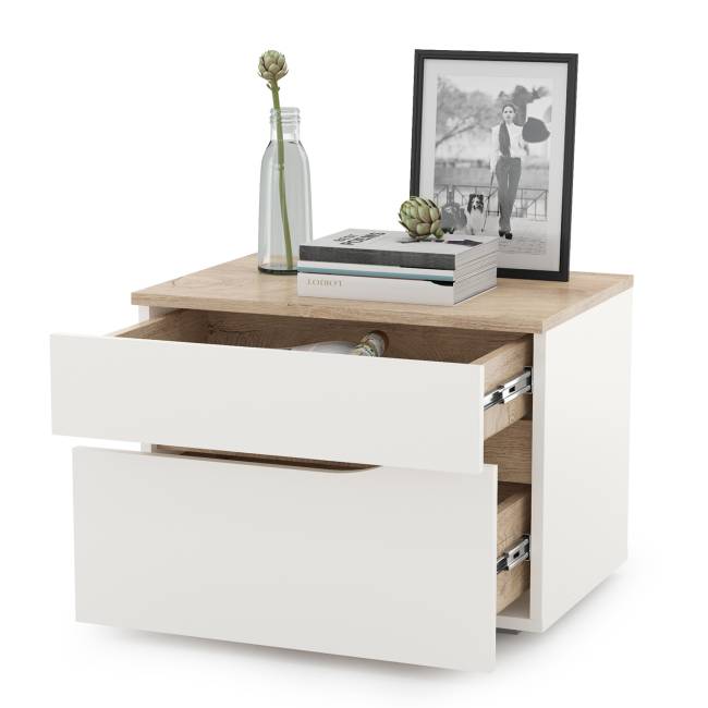 Тумба прикроватная Муссон 16.03 цвет белый/дуб эндгрейн элегантный
