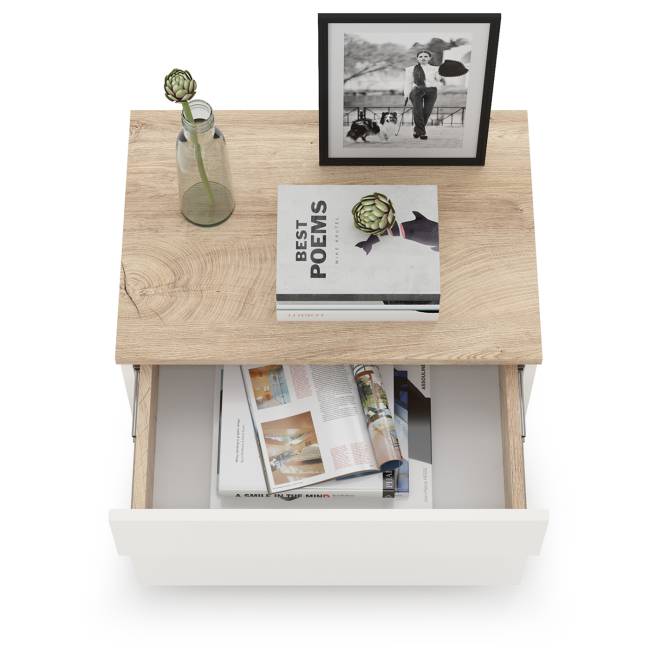 Тумба прикроватная Муссон 16.03 цвет белый/дуб эндгрейн элегантный