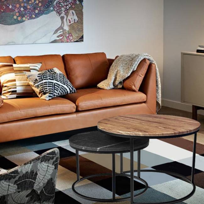 Набор кофейных столиков Tango космический с чёрными ножками, 2шт