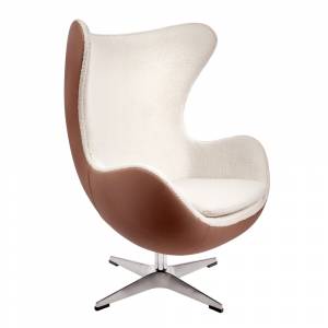 Кресло EGG STYLE CHAIR коричневый, белый, экокожа
