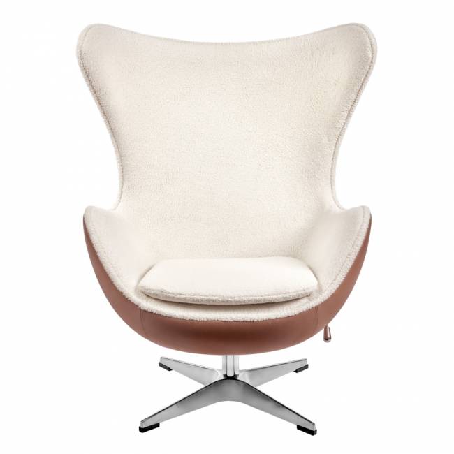 Кресло EGG STYLE CHAIR коричневый, белый, экокожа