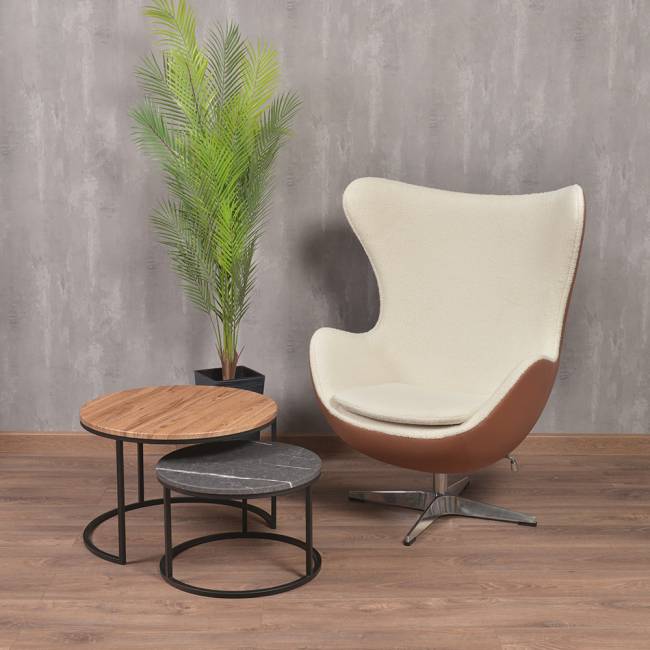 Кресло EGG STYLE CHAIR коричневый, белый, экокожа