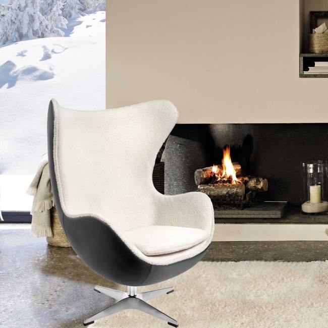 Кресло EGG STYLE CHAIR коричневый, белый, экокожа