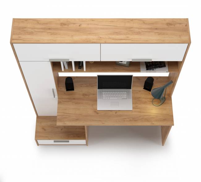 Стол письменный Лайт цвет дуб крафт золотой/белый премиум Стол письменный Лайт цвет дуб крафт золотой/белый премиум